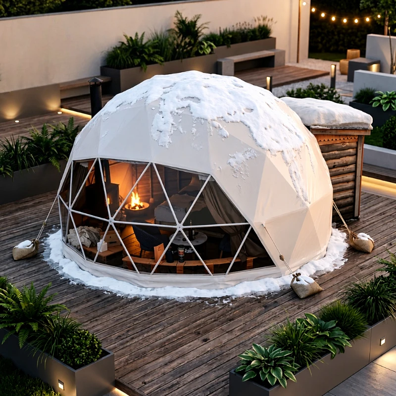 Geodesic Dome Tent with Panoramic Window Glass Door for Backyard Luxury Glamping Resort Outdoor Hotel Accommodation