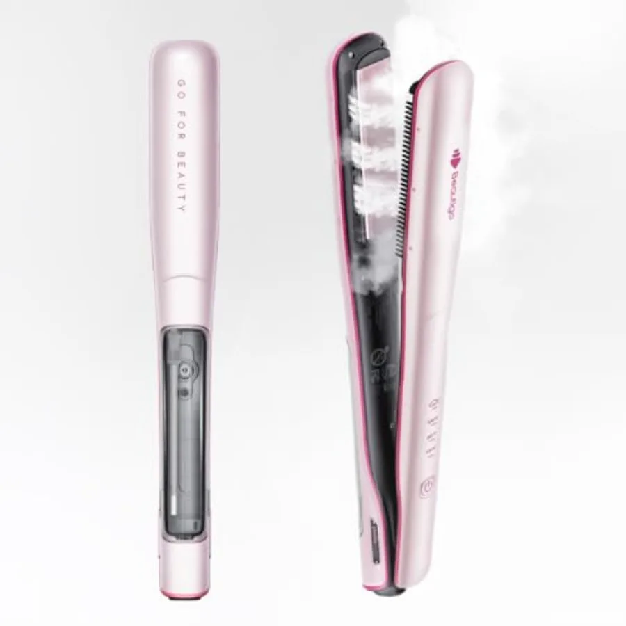 

Steam Hair Straightener Flat Iron Anti-Frizz Moisturizing Steam Reduce Heat Damage 20s Fast Heat Ceramic Plates for Thick Curly