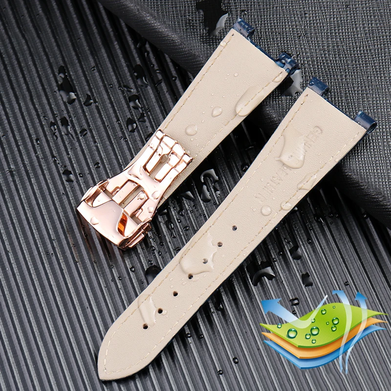 25x13mm 25x14mm Genuine Leather Watchband For Omega Constellation 131.33 Series Strap 131.13 Blue Notch Bright Watch Bracelet