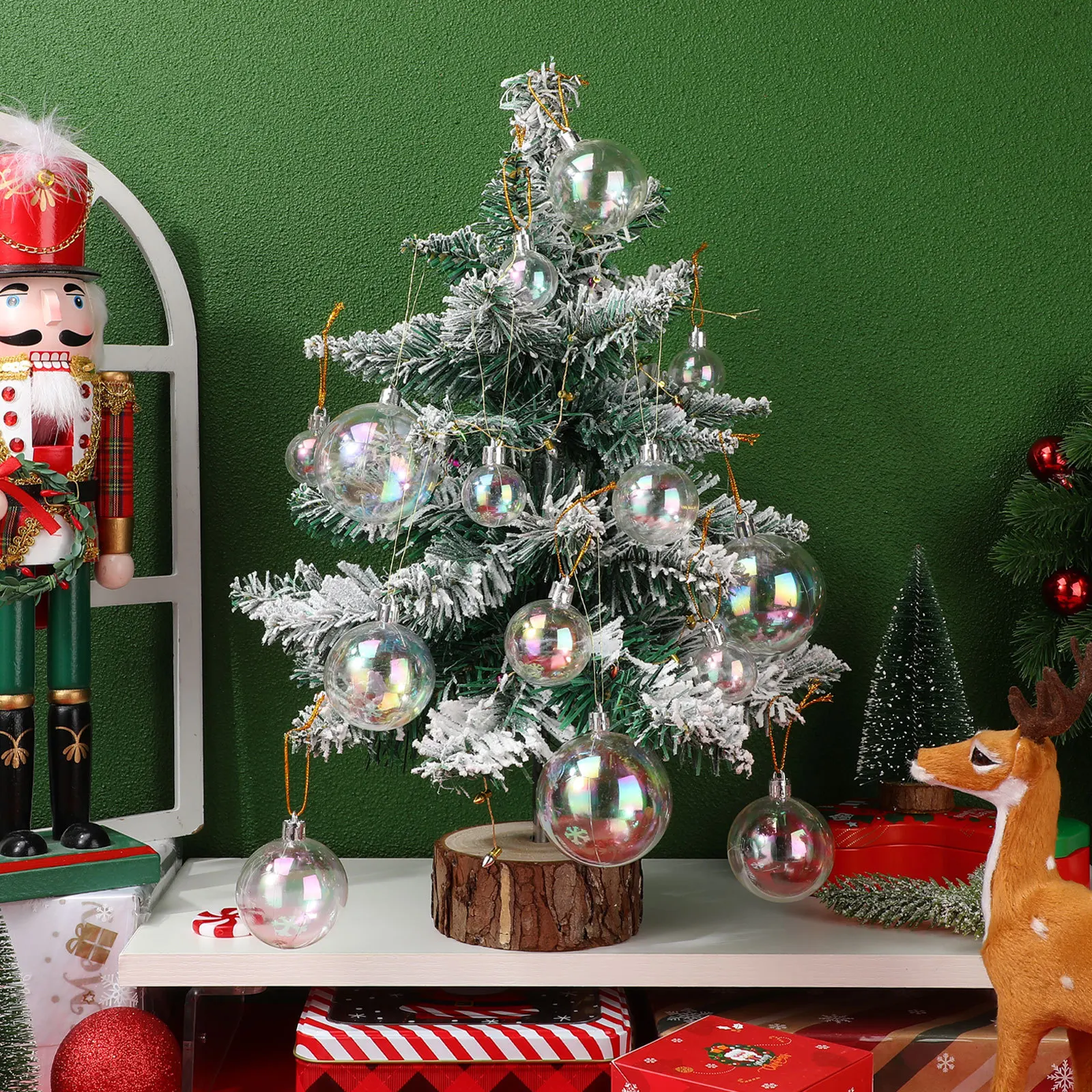 18 palline di Natale trasparenti, decorazioni natalizie, ornamenti pendenti in plastica infrangibile per bomboniere natalizie per alberi