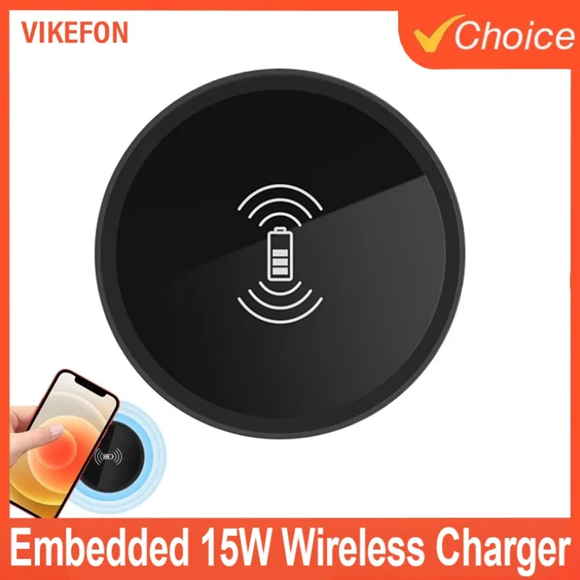 شاحن لاسلكي مدمج 15 وات قاعدة شحن حثي سريع لسطح المكتب لهاتف iPhone 16 15 14 13 12 Samsung S24 S23 Huawei Xiaomi Phone #1