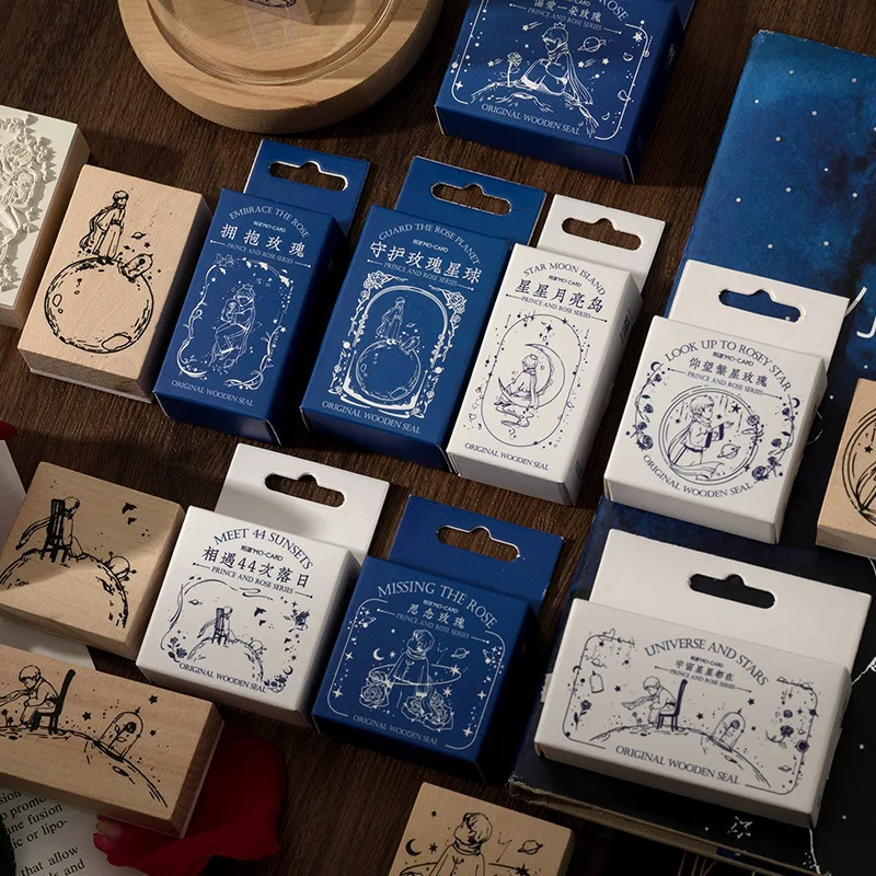 

DIY the Little Prince Story Stamp Wooden Hand Account Album Diary Decoration Creative Cultural Heritage Craft