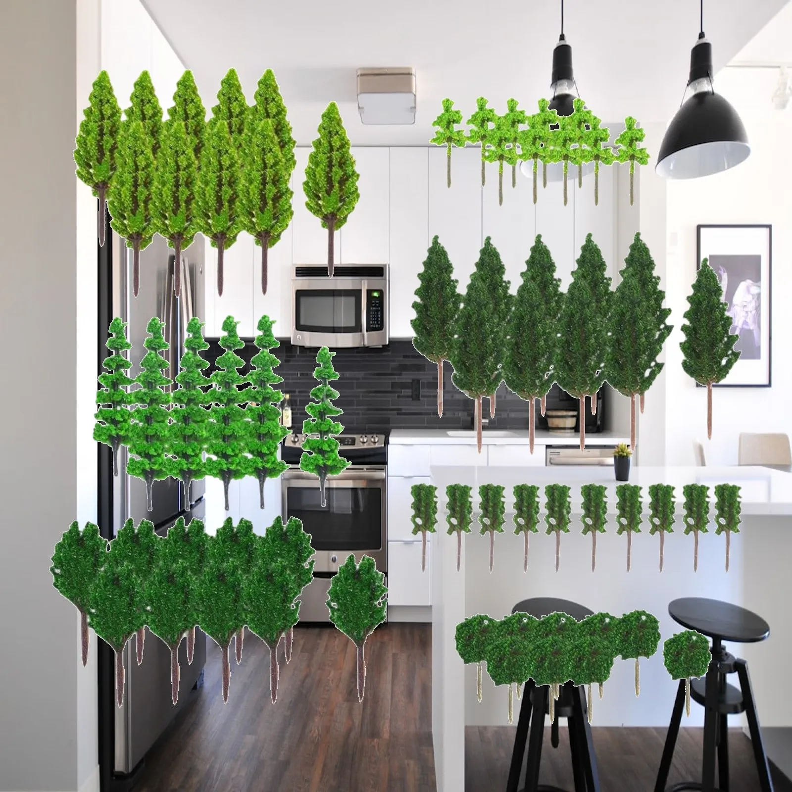 70x Model Trees Model Train Scenery Supplies Decorative Landscape Miniature Garden Mini Trees