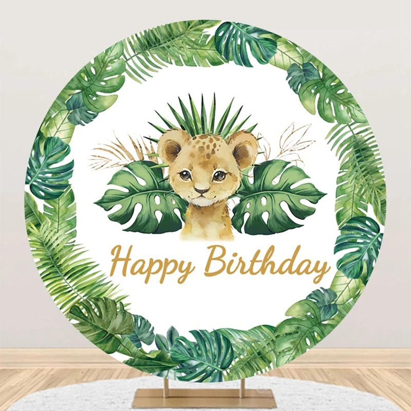 Wild One Jungle Safar 1st Birthday Round Backdrop Photography Baby Shower Portrait Photographic Party Decor Circle Background