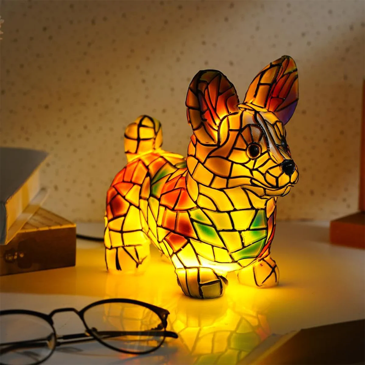 Usb ثلاثية الأبعاد الراتنج الحيوان Led الجدول مصباح السرير الإبداعية مكتب ضوء مصابيح الزخرفية القط الكلب زخرفة آرت ديكو الدافئة مع ميناء مضاءة