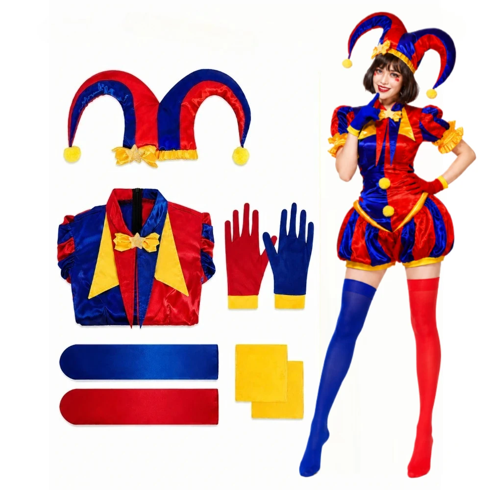 Costume de cosplay Anime The Amazing Digital Circus, tenue de clown exquise, costumes de jeu de rôle Pomni, uniforme de clown, tenue de fête d'Halloween et de carnaval
