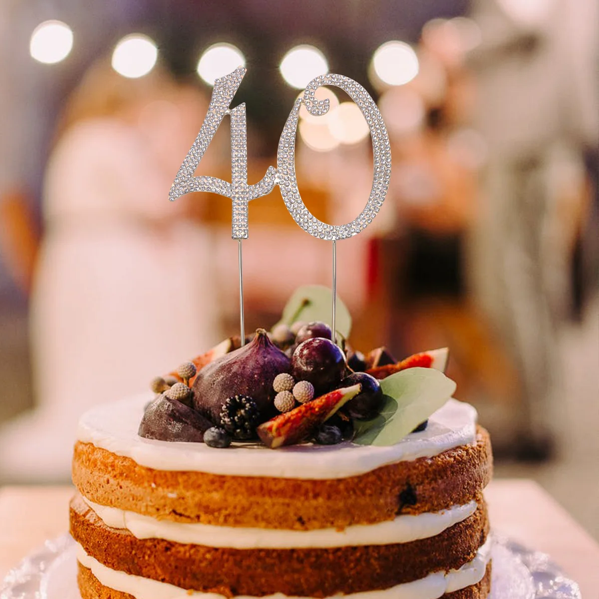 

Glitter Rhinestone Cake Topper Elegant Decoration for Birthday Anniversary Parties Banquets Reusable Alloy
