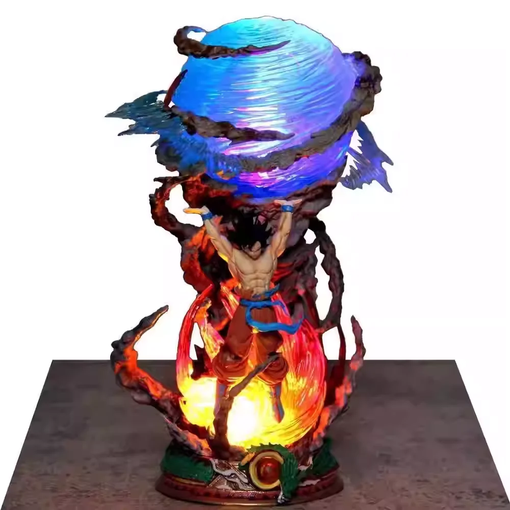 25cm Figurka Dragon Ball Z Son Goku Super Genki z PVC, świecąca, z diodami LED, kolekcjonerska, idealny prezent dla fanów, dekoracja na półkę.