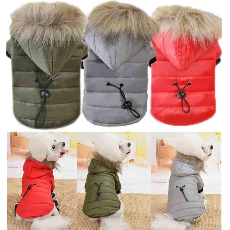 Warm Dog Coats Windproof Dog Jacket for Small Dogs Cats Fleece Lined Dog Winter Snowsuit Coat Clothes for Cold Weather