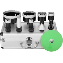 SucceBuy 6/7/8/10/11 PCS Diamond Core Drill Bit Set Diamond Hole Saw Kit Finger Milling Bit Cone Bit Saw Blade and Storage Case
