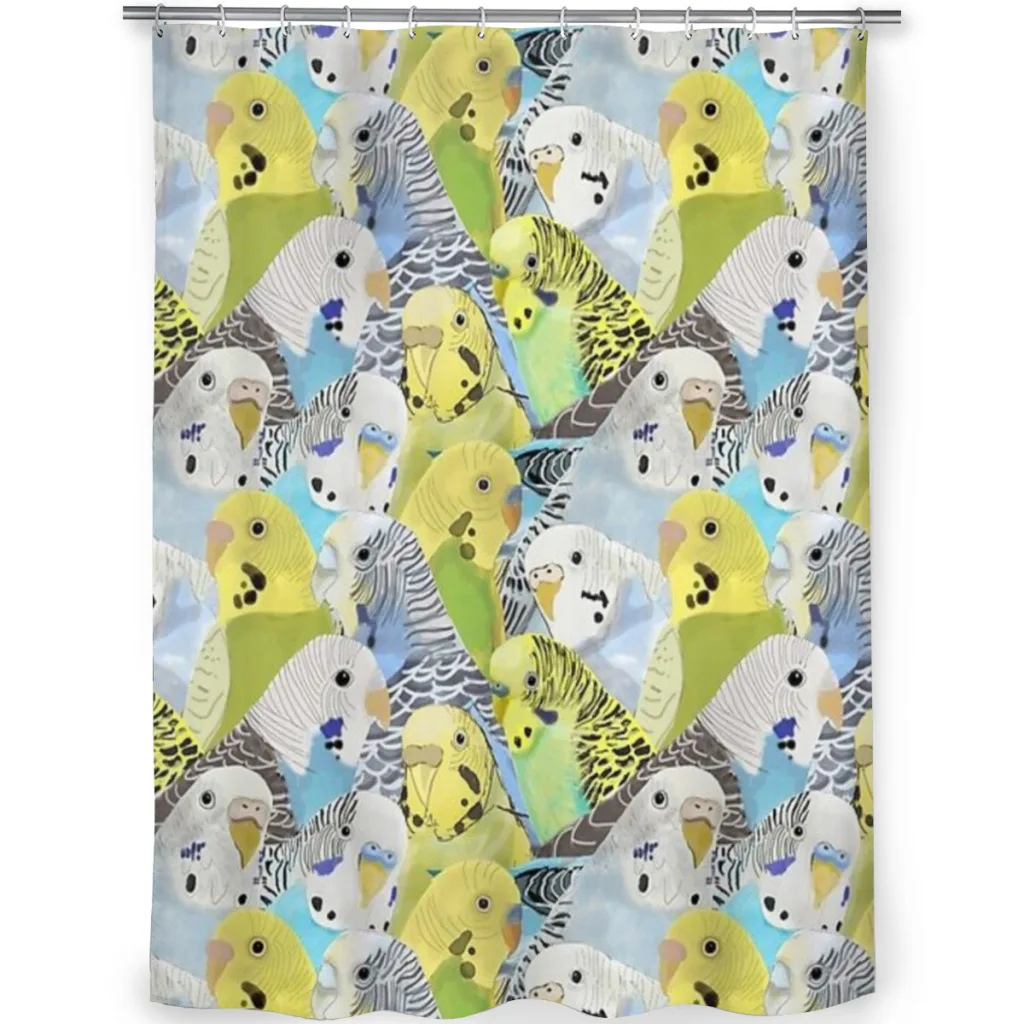 Budgie Parakeets Unique decor Modern Fabric Bathroom Shower Curtains art design Print Curtain