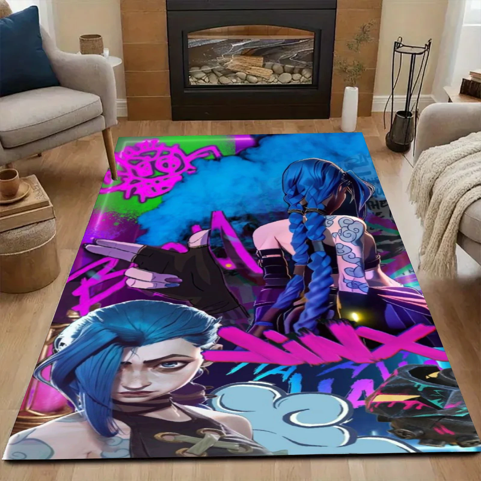 

Purple Carpet Game Character Printed Living Room Bedroom Decor Kid Non-slip Parlor Floor Mat Surface Smooth Carpet Birthday Gift
