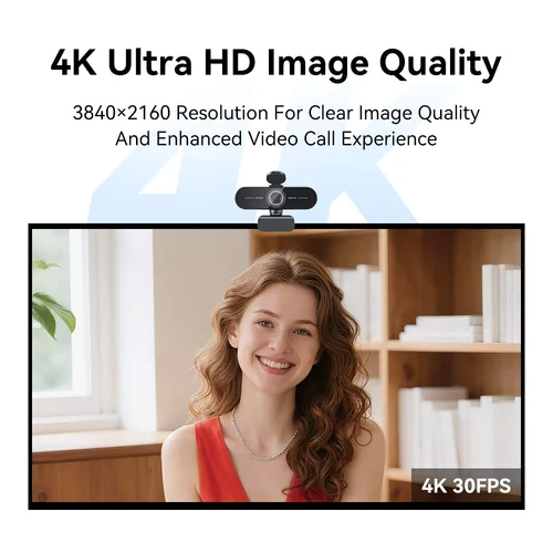 Imagen 2 del producto Cámara web EMEET 4K de 8MP para PC/ordenador, cámara de vídeo con enfoque automático PDAF con micrófonos duales con cancelación de ruido, cámara Web que funciona con Zoom/telés