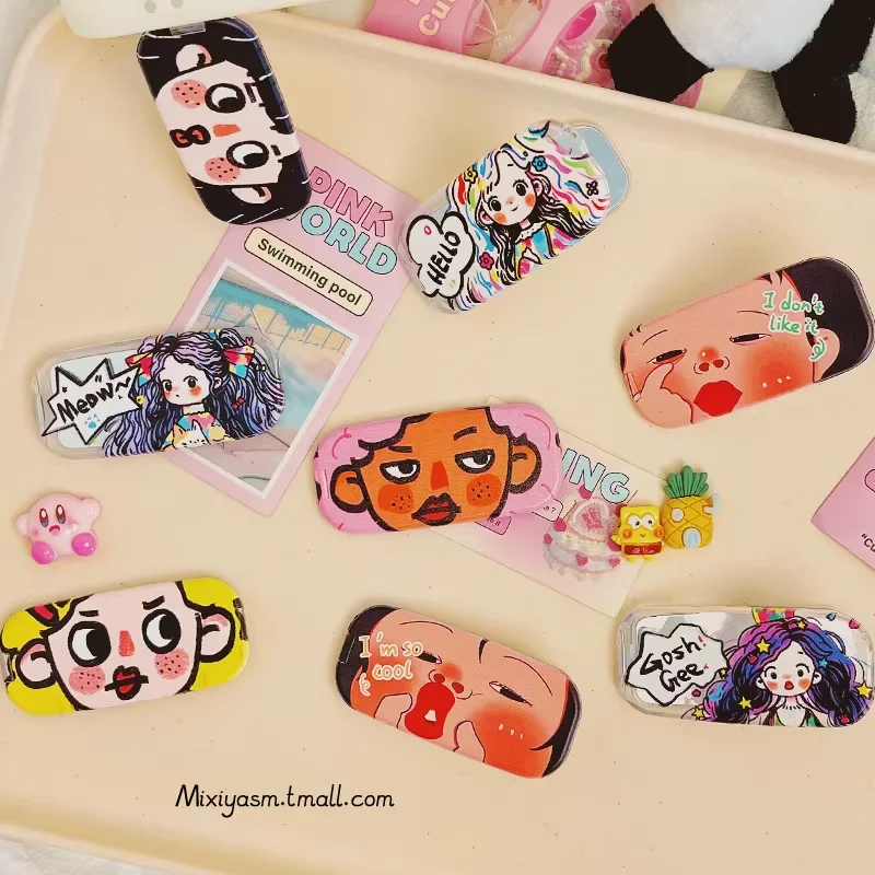 

Корейское складное зеркало для макияжа, невидимый мультяшный держатель для телефона, милый портативный держатель-наклейка на заднюю панель, новая универсальная клейкая подставка для рабочего стола