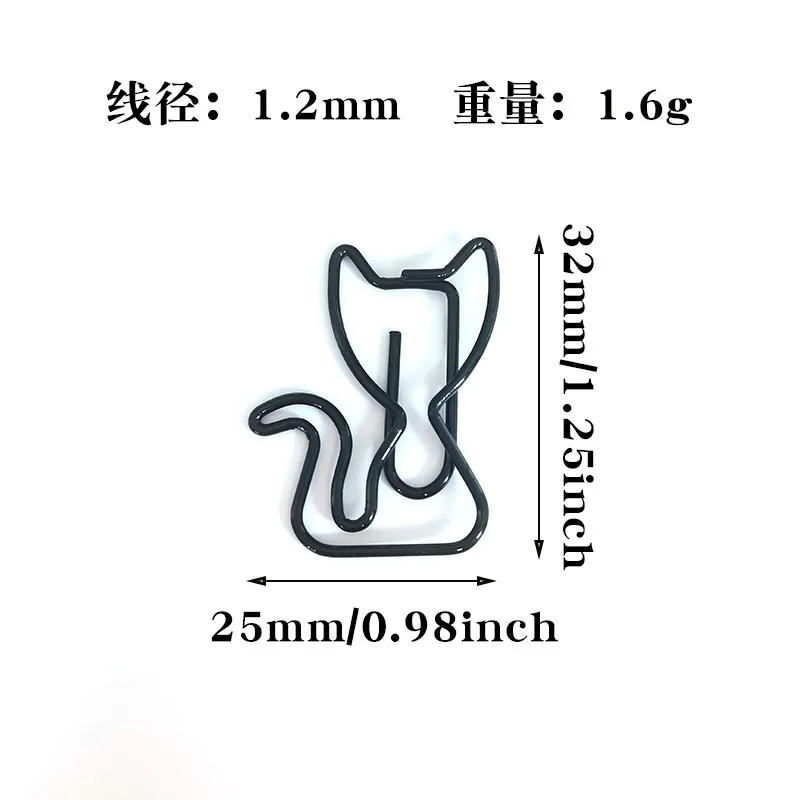 20/50 Buah Klip Kertas Hewan Kartun Berbentuk Kucing Klip Kertas Kucing Hitam Warna-warni Pembatas Buku Logam Aksesori Perencana Kertas Lucu