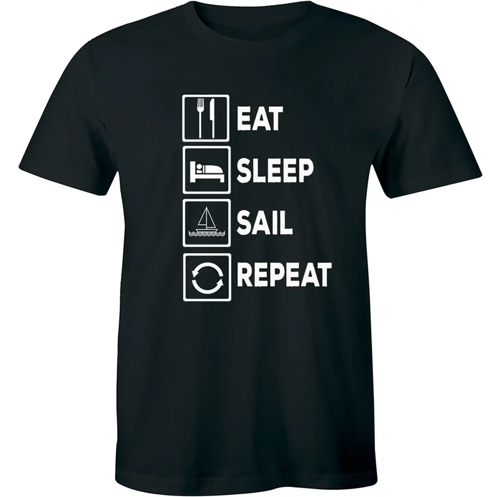 Eat Sleep Sail Repeat Funny T Shirt Sailing Boat Yacht Catamaran Wingsail MEn vintage Washed Stylish Stretched Soft homme