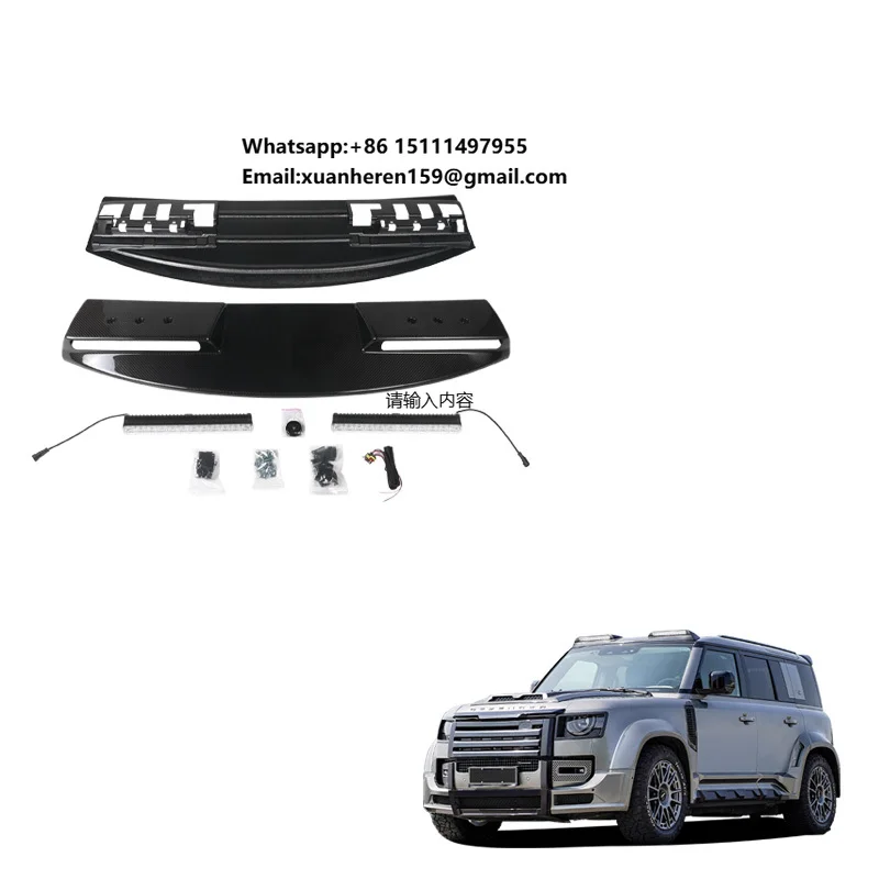 

Внешние автомобильные аксессуары Langyu: верхние фонари с двумя линзами из сухого карбона для Land Rover Defender 90 110 130 2020+