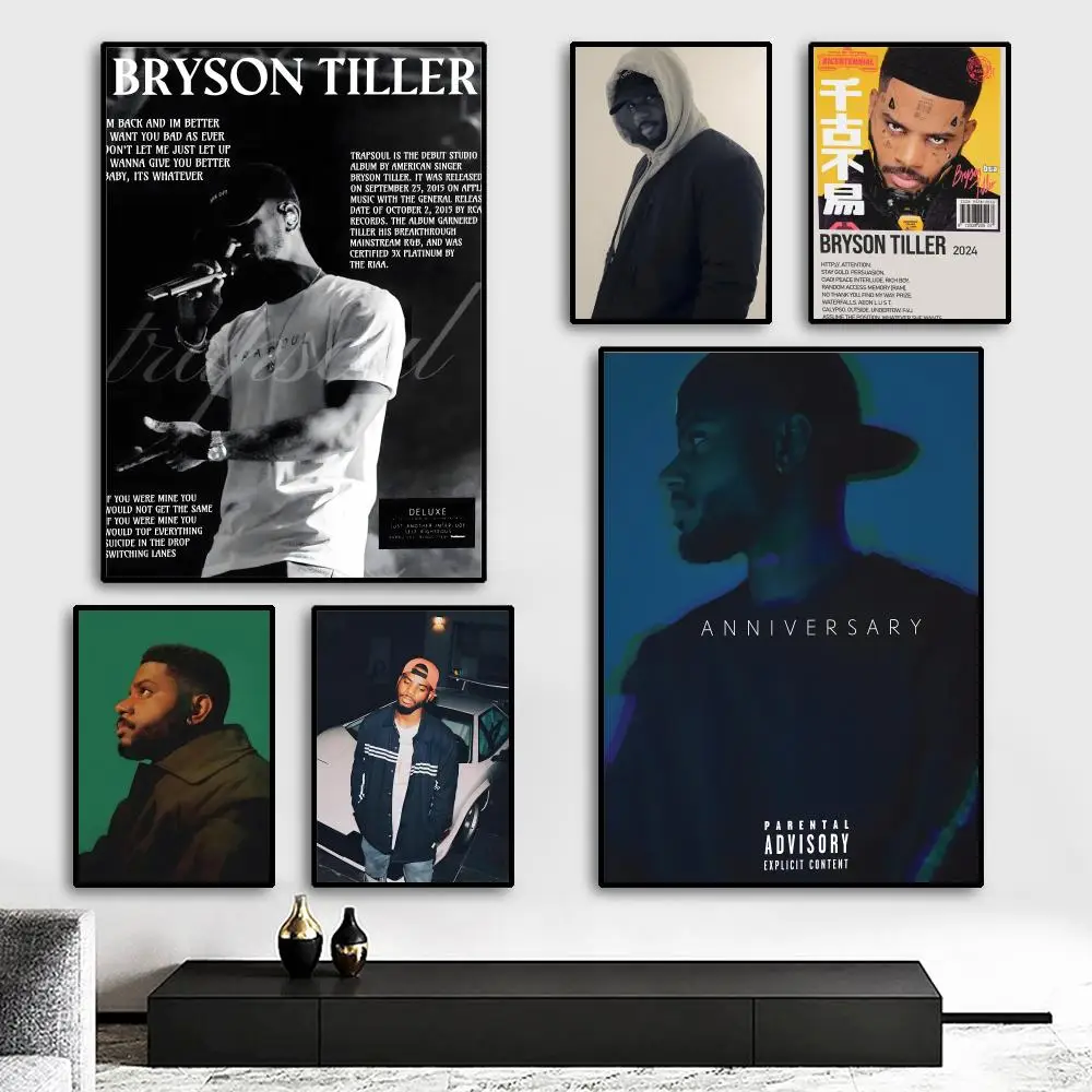 R&B SInger B-Bryson T-Tiller Poster HD Print Personalized Canvas Wall Mural Art Poster Photos for Living Room Home Decor Durable