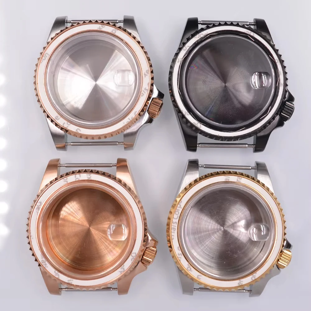 40mm Watch Case fit Seiko NH35 NH35A NH36 NH36A movements Sapphire Crystal Rose Gold / Black Case