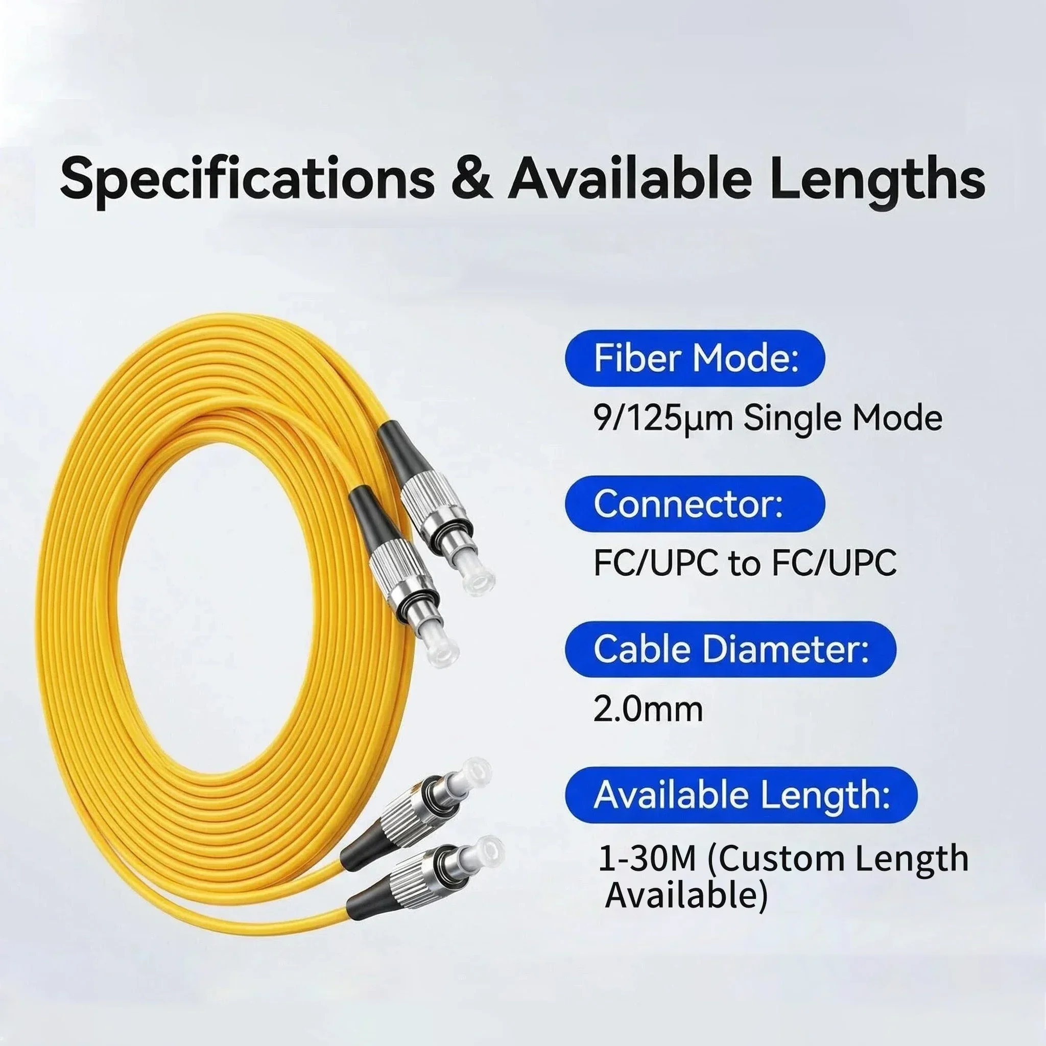 Bild 5: ZOERAX FC-FC Glasfaser-Patchkabel 9/125μm Singlemode UPC zu UPC 2,0mm LSZH-Mantel Carrier-Grade Optisches Glasfaserkabel
