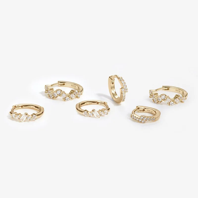 

Jenny&dave Jewelry Earrings Women's Earrings Ear Cuffs S925 Pure Silver Geometric Wave Shaped Diamond Inlaid Ear Ring Ear Buckle
