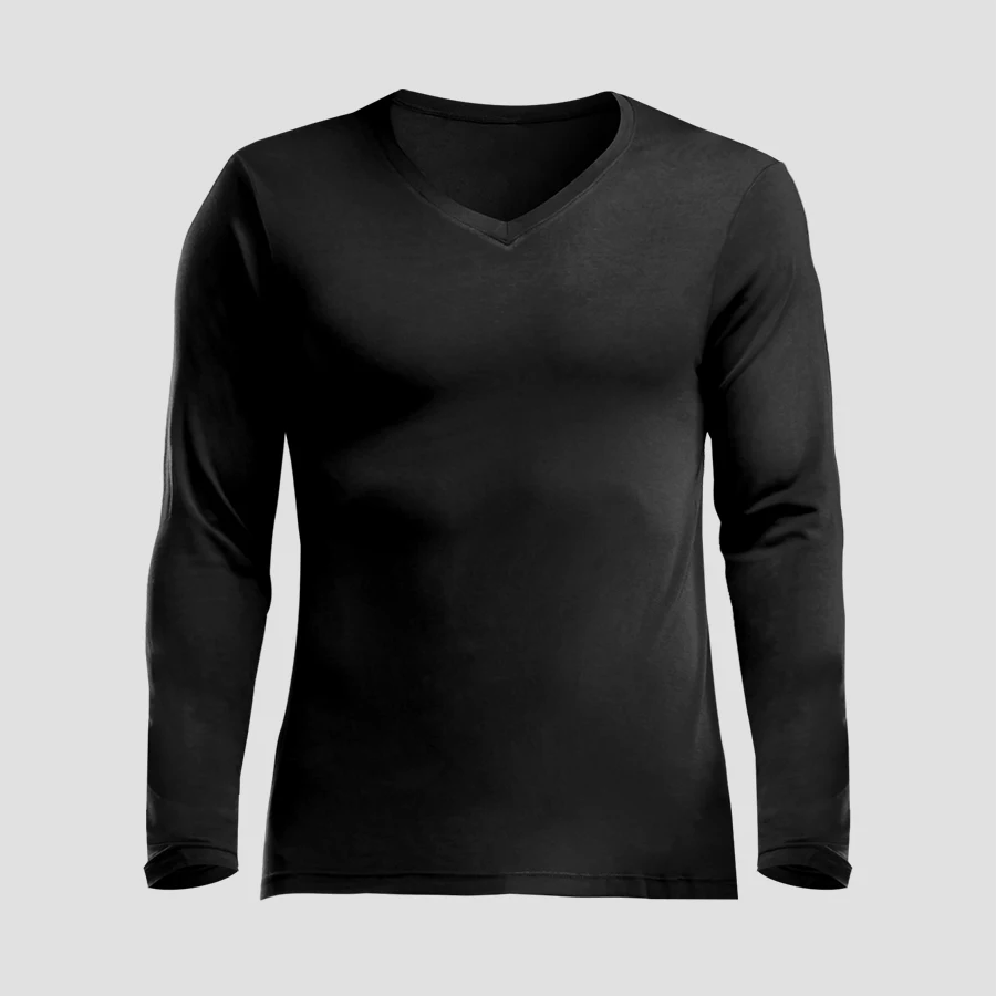 Men's Tight Modal Basic V-Neck Thermal Shirt, Low Collar Slim Fit Thin Undershirt, Single Top