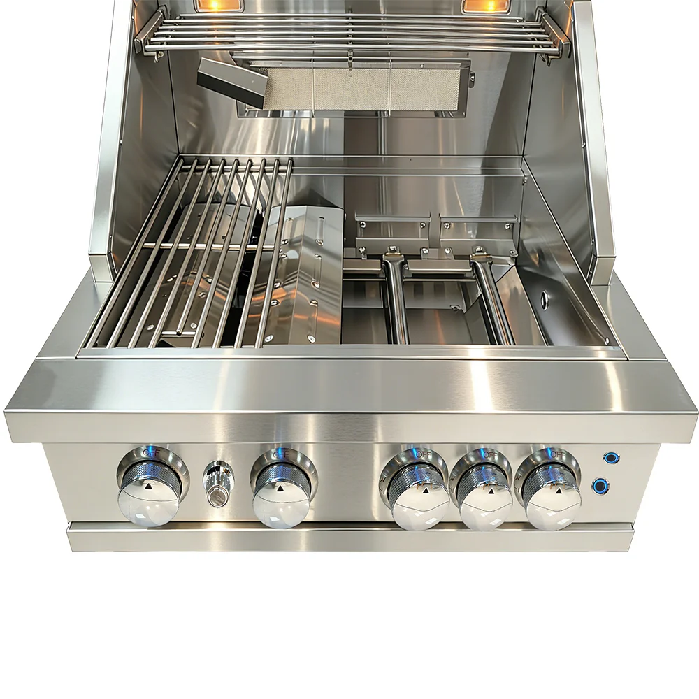 High-end Durable Built-in Built in SS304 Stainless Steel Outdoor Kitchen Household Courtyard Garden Gas LPG NG BBQ 4Burner Grill