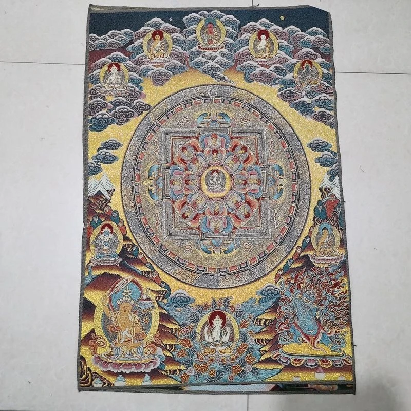 Tibet Tibetan Cloth Silk Buddhist auspicious cloud buddha Thangka Tangka Embroidery Painting Embroidery Hanging Pictures