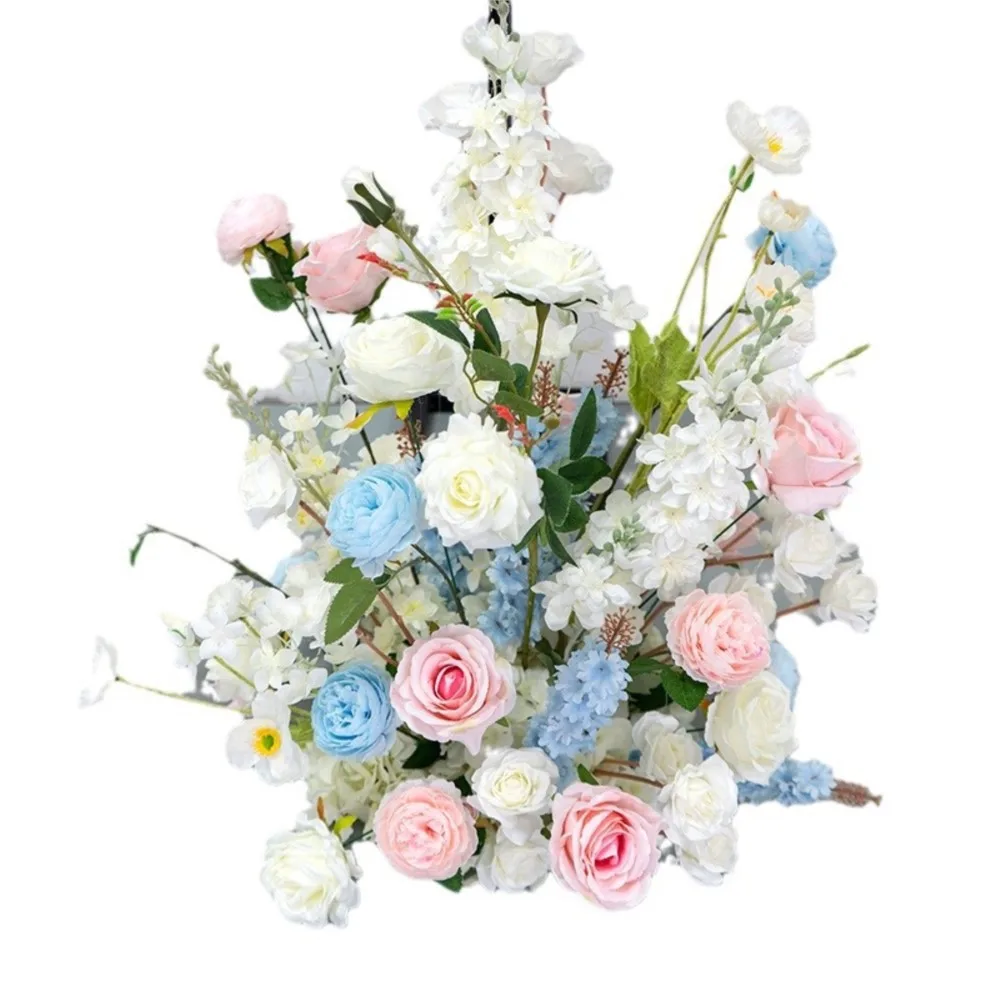 Uflower White Pink Blue Rose Floral Arrangement Wedding Window Backdrop Decor Stage Arch Decor Hanging Flower Home Party Prop - view 5