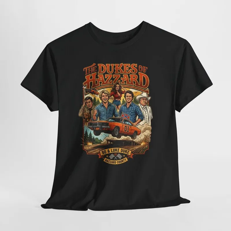 Retro Dukes of Hazzard Vintage Hazzard County Racing Graphic T-Shirt General Lee 01 Muscle Car Tee Classic 80s TV Fan Gift Top