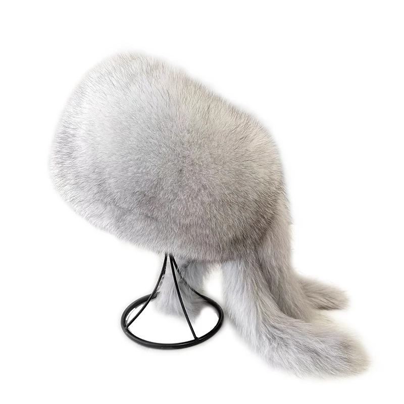 Winter Women Fashion Real Fur Hat Natural Fox Fur Hats Headgear Russian Outdoor Cap Ladies Thicken Warm Fur Caps
