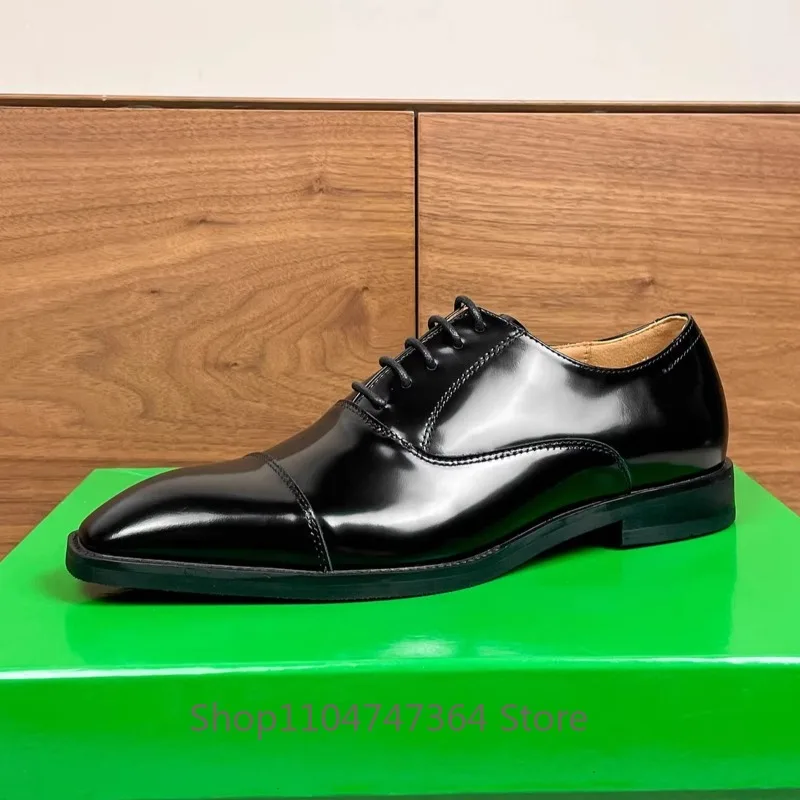 

Мужские кожаные туфли-оксфорды для офиса и повседневной носки, увеличивающие рост, из натуральной кожи, черные, молодежные, деловые