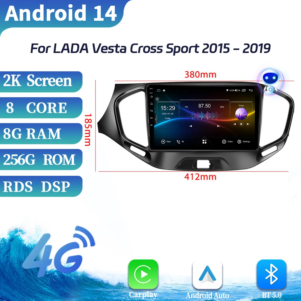 Android OS For LADA Vesta Cross Sport 2015-2019 4G GPS Bluetooth Wireless Carplay Multimedia Car Radio Touch Screen Stereo