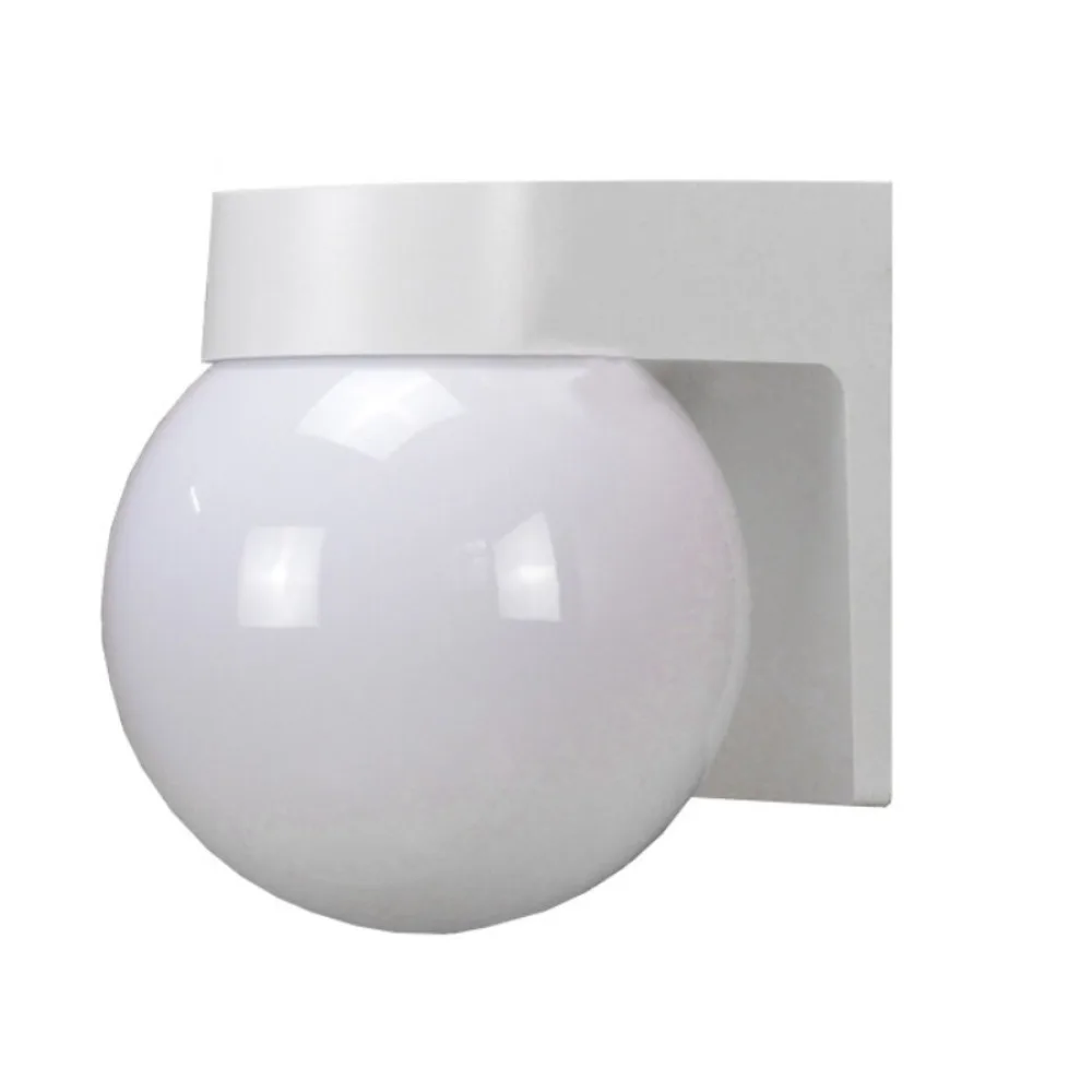 

Outdoor Street Light Loft Villa Outdoor Porch Light Black White PC Base Milky White Acrylic Lamp Shade E27 Spherical Wall Light
