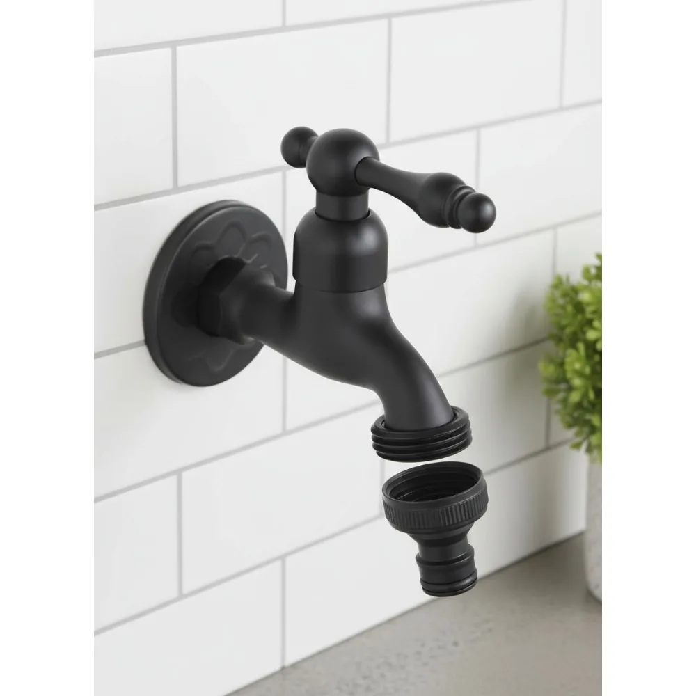 

Black Brass Wall Mounted Garden Hose Faucet Outdoor Water Tap with 3/4 Inch Outlet