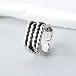 PANJBJ 925 Sterling Silve Multilayer Irregular Geometric Ring for Women Simple Charm Retro Jewelry Gift Dropshipping