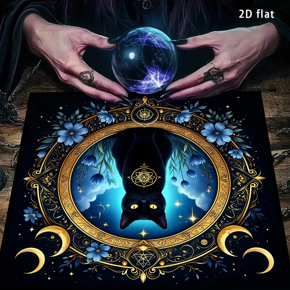 Mystical Tarot Card Tablecloth Moon Phase Divination Altar Cloth Flower&Botanical Celestial Altar Cloth Altar Tarot Card Pad