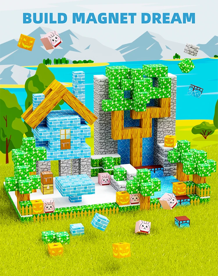Nordic Village-Themed Puzzle for Boys and Girls Aged 3-6 Children's Educational Magnetic Building Blocks Toy