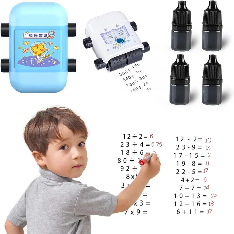 2 in 1 Math Roller Stamp Within 100 Addition Subtraction Multiplication Division Dual Head Digital Math Practice Teaching Stamps