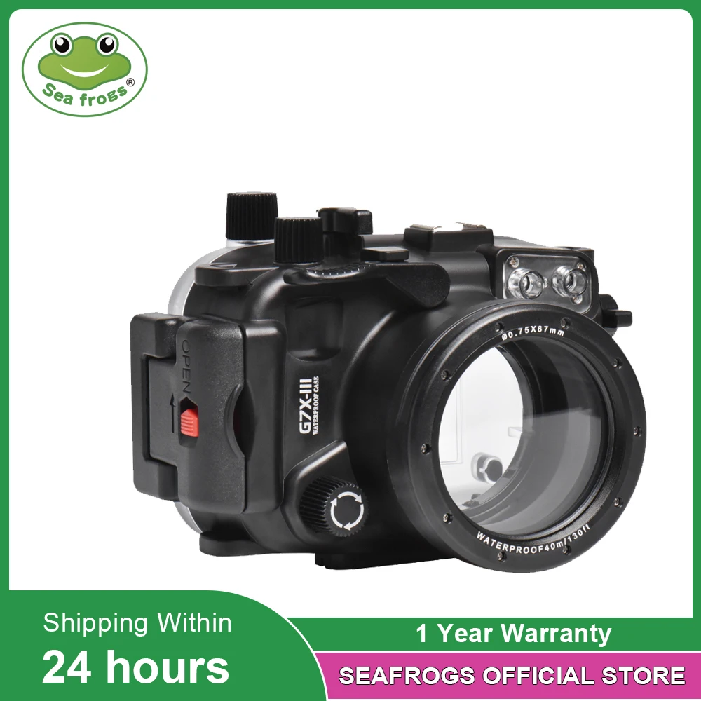 Seafrogs IPX8 40Mter Waterproof Diving Housing With 67mm Thread For Canon G7X Mark III  Install Red Fliter