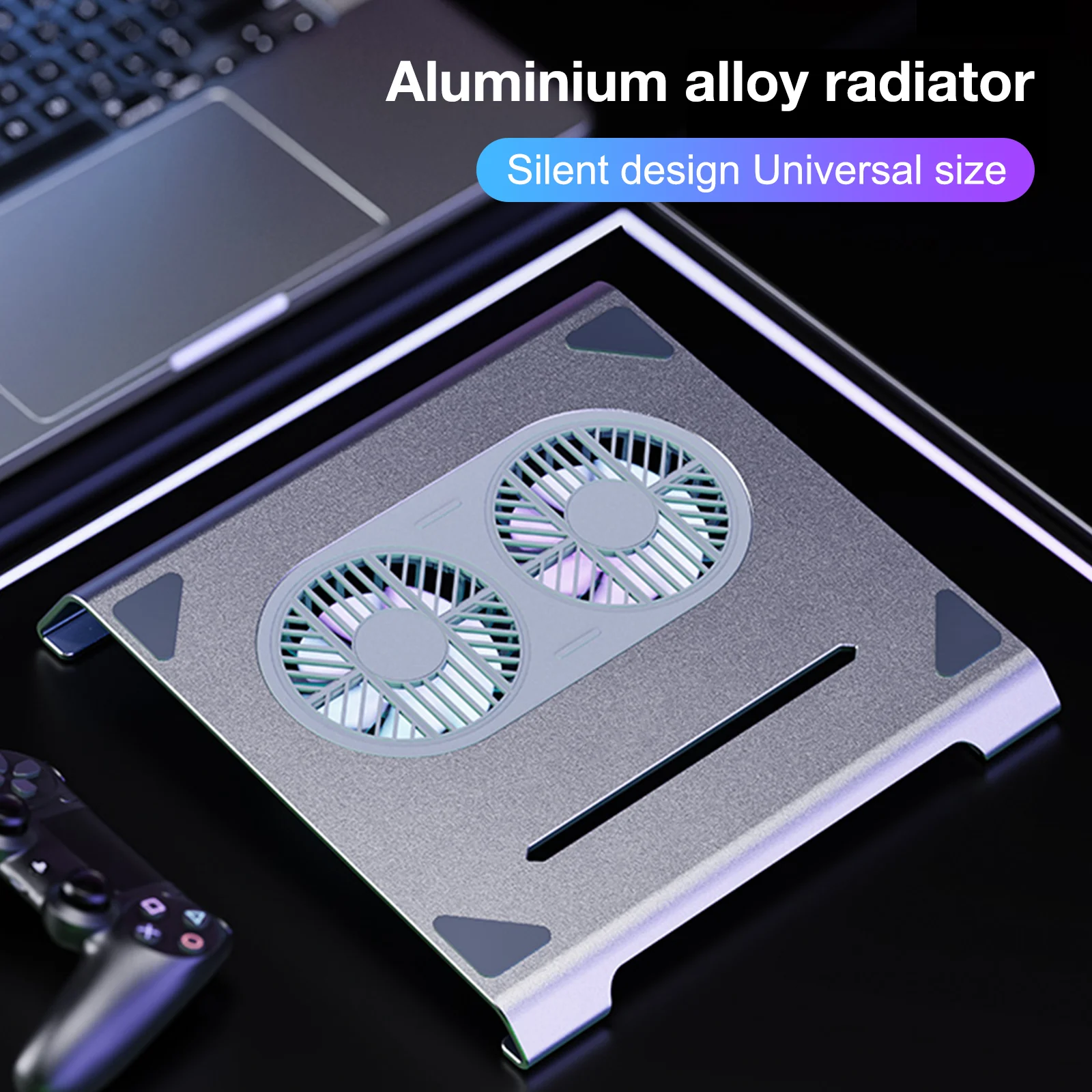 Dudukan Pendingin Laptop Kipas Ganda Paduan Aluminium Unew dengan Desain Lipat & Port Tipe C