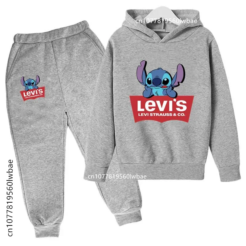 Stitch Cartoon style Boys and Girls Spring and Autumn Hoodies Spliced