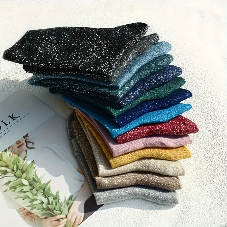 5 Pairs of Fashionable and Comfortable Women's Party Socks Personalized and Shiny College Style Candy Colored Mid Tube Socks