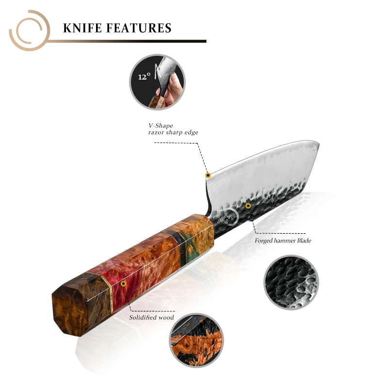 日本の三徳包丁,3層,魚の肉を切るための台所用品,木製ハンドル付き,5インチ,Grandsharp-AUS10