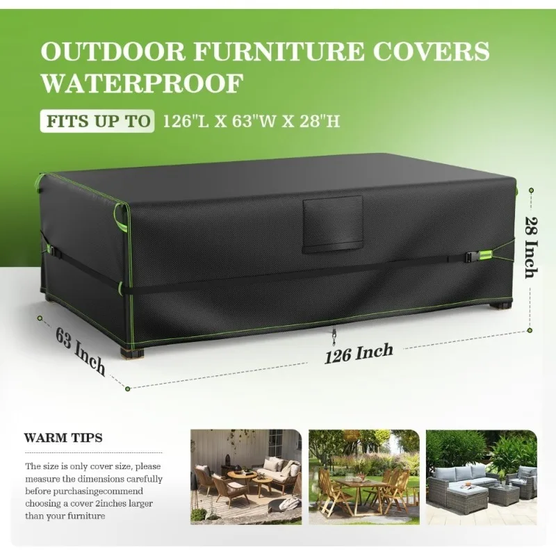 ترقية 5 طبقات الثقيلة مقاوم للماء 600D أكسفورد النسيج فناء الأثاث غطاء ثلاثي الطبقة يندبروف في الهواء الطلق الجدول أريكة