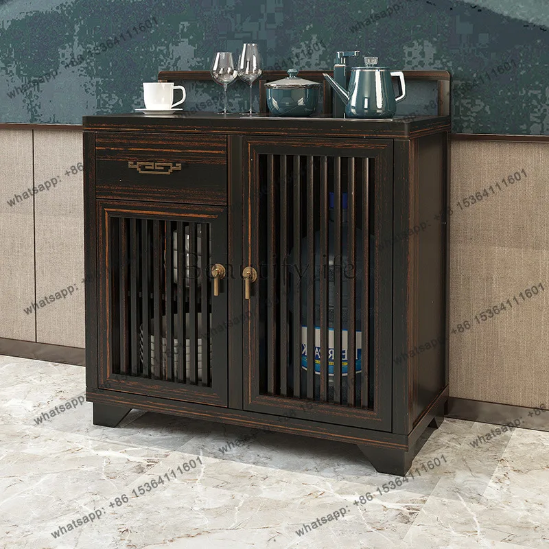 New Chinese style all-solid wood dining side cabinet solid wood storage tea cupboard