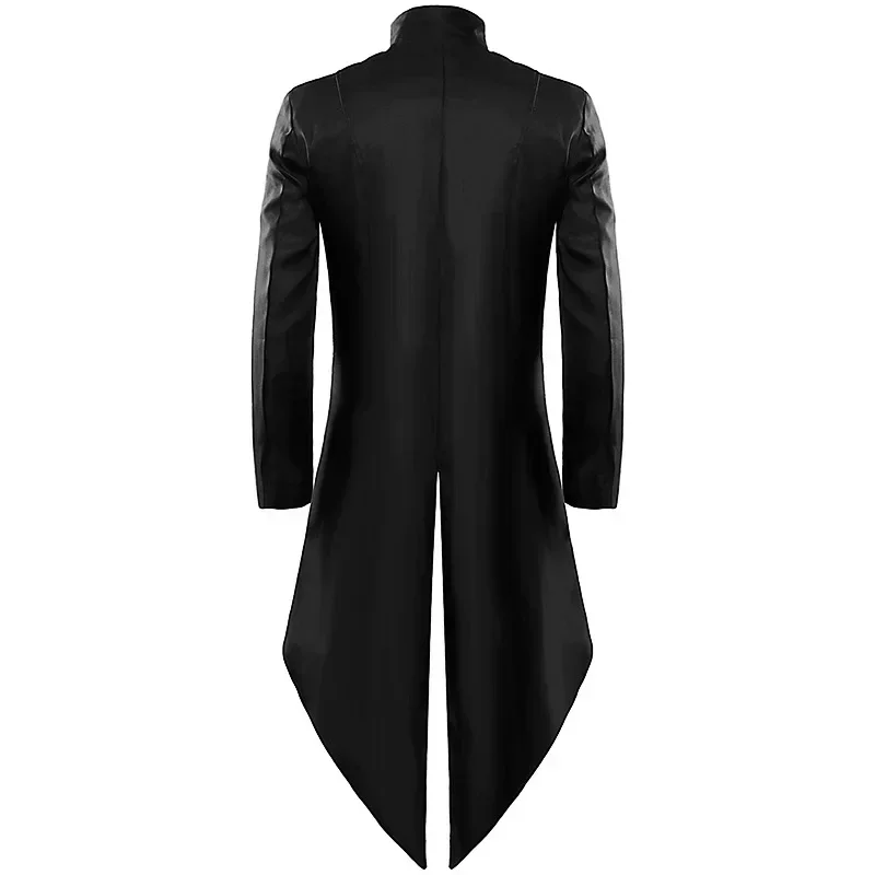 Men's Medieval Vintage Clothing Mid Length Punk Vintage Tuxedo Halloween Medieval Cosplay Stand Collar Jacket New Men's Dress