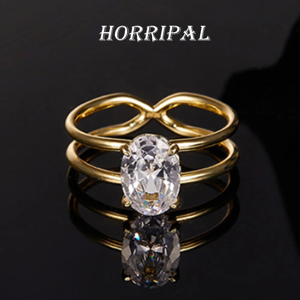 

Кольцо для помолвки HORRIPAL с овальным муассанитом 2 карата для женщин, сертификат GRA, серебро 925 пробы, позолота 18К, обручальное кольцо, ювелирное изделие