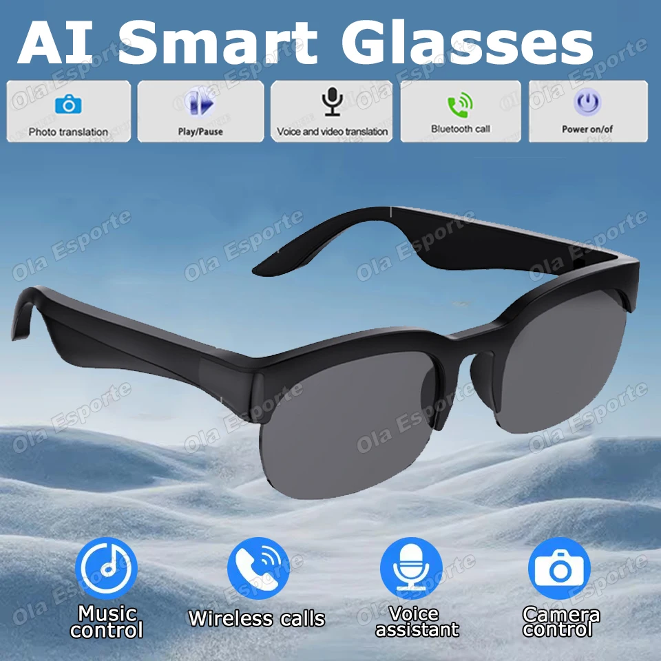

Новые умные очки, беспроводные Bluetooth, голосовые звонки, управление музыкальной камерой, спортивные солнцезащитные очки на открытом воздухе, умные очки с искусственным интеллектом для мужчин и женщин, подарки