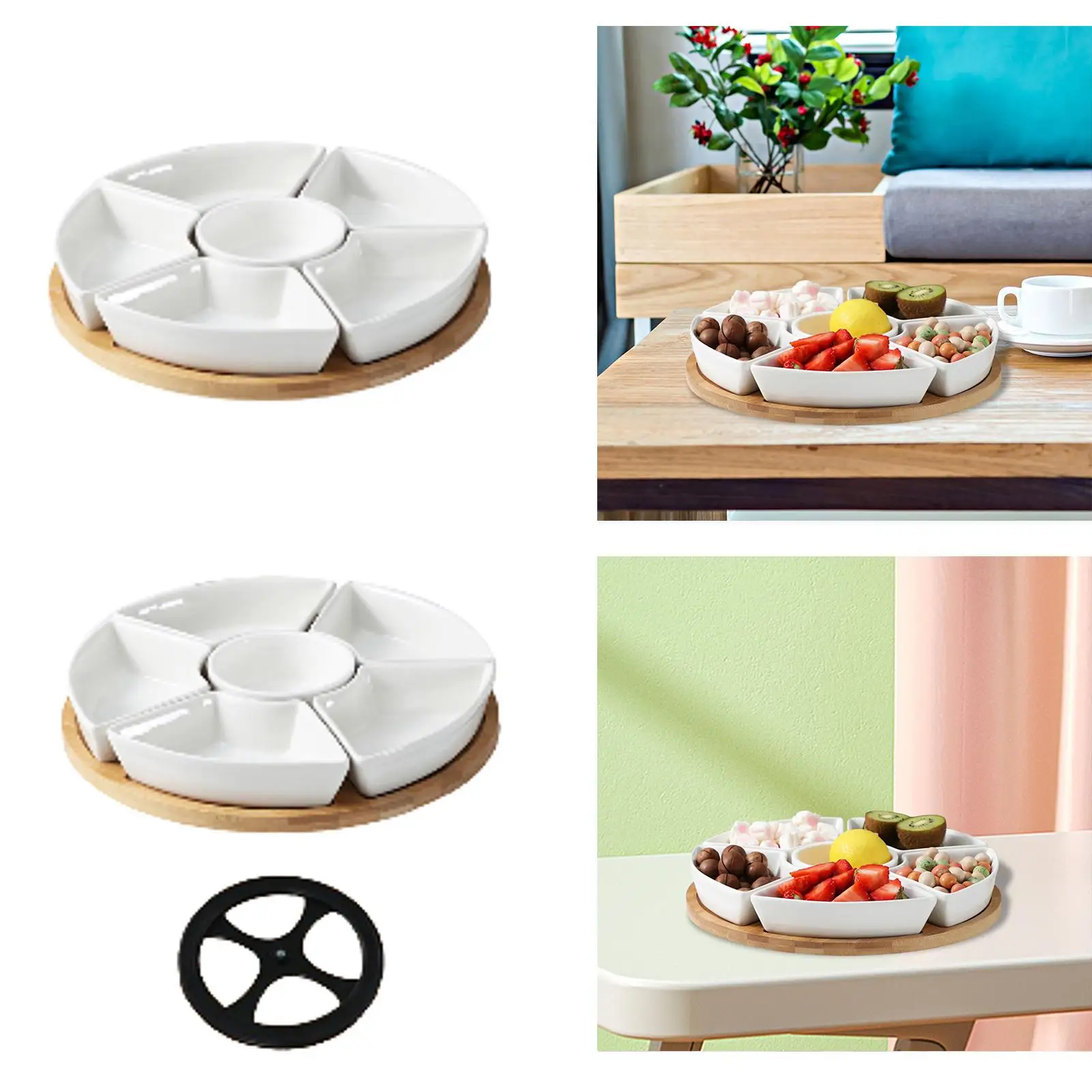 Divided Serving Dishes Ceramic Appetizer Sectional Dish for Restaurant Fruit